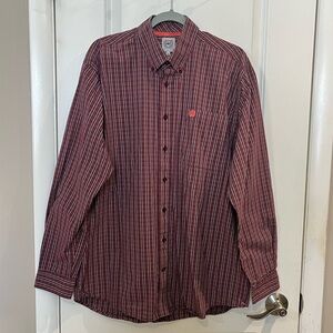 CINCH Plaid Button Down Long Sleeve Shirt Sz M 100% Cotton Western Cowboy